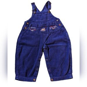 Bugle Boy fishing vintage blue corduroy overalls size 18 months